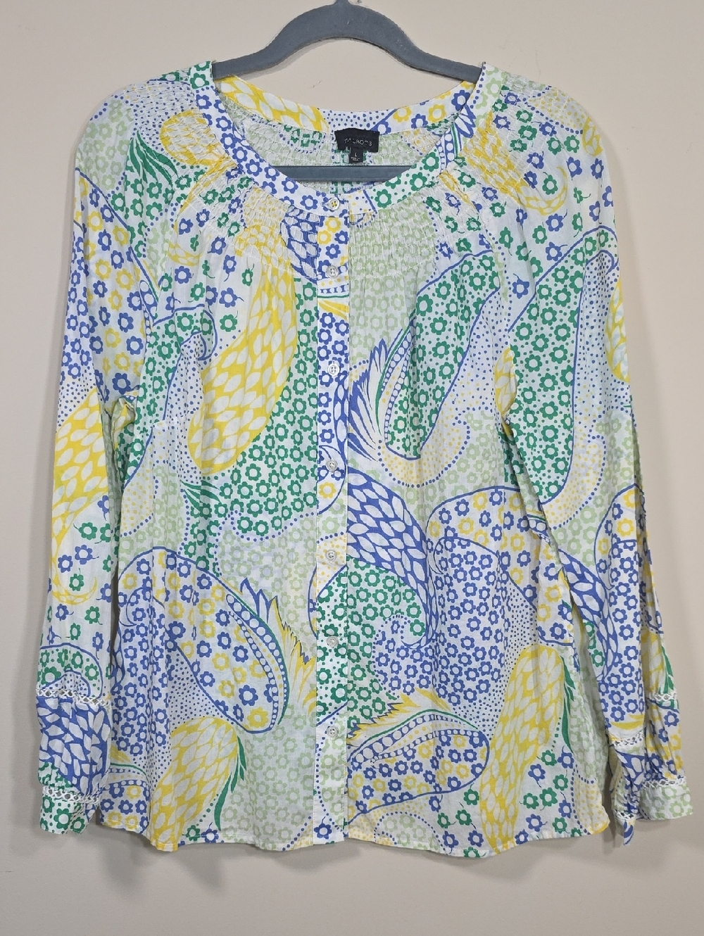 Talbots Button Down Floral Print Blouse